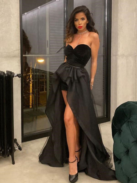 Strapless Two Pieces Long Prom Dresses, Newest Fashion Evening Party Dresses 2021