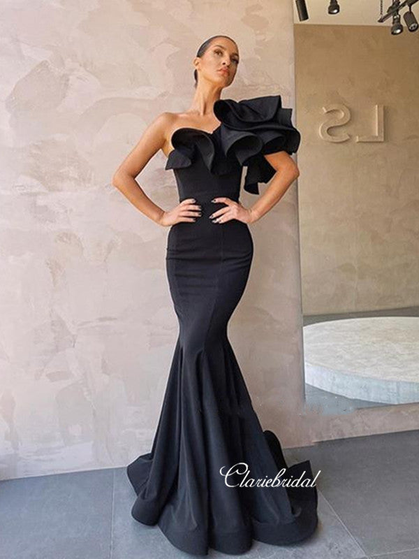 Popular One Shoulder Mermaid Long Prom Dresses, 2020 Newest Evening Party Prom Dresses