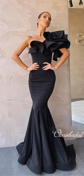 Popular One Shoulder Mermaid Long Prom Dresses, 2020 Newest Evening Party Prom Dresses
