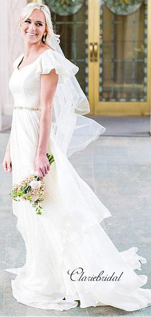 Simple Custom Chiffon Wedding Dresses, Popular Bridal Gowns, Cheap Bea – ClaireBridal Simple Custom Chiffon Wedding Dresses, Popular Bridal Gowns, Cheap Bea – ClaireBridal