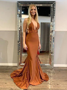 Popular Mermaid Long Prom Dresses, Sexy Open Back 2020 Newest Prom Dresses