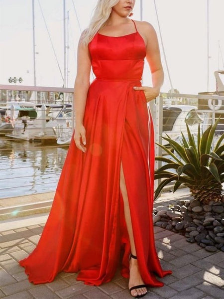 Simple Red Color Prom Dresses, Cheap Long Prom Dresses, Affordable Prom Dresses