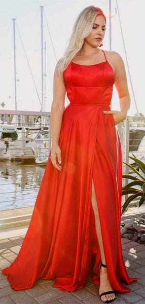 Simple Red Color Prom Dresses, Cheap Long Prom Dresses, Affordable Prom Dresses