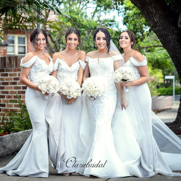 Appliques Fashion Bridesmaid Dresses, Off The Shoulder Mermaid Bridesmaid Dresses