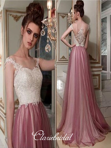 Lace Tulle Prom Dresses, Popular A-line Prom Dresses, Beauty Dresses