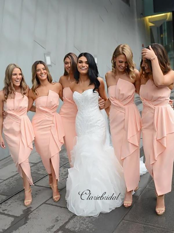 Strapless Unique Bridesmaid Dresses, Popular Fancy Wedding Guest Dresses