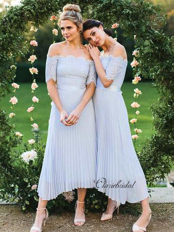 Off The Shoulder Lace Bridesmaid Dresses, Chiffon Bridesmaid Dresses