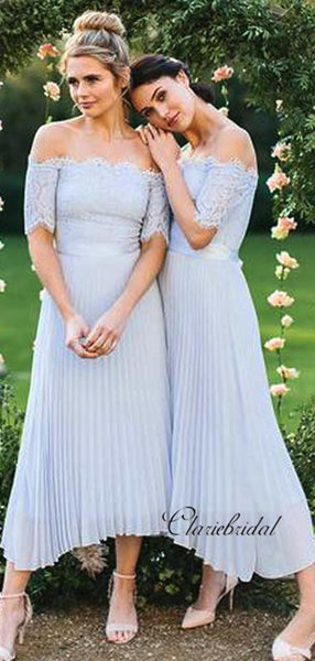 Off The Shoulder Lace Bridesmaid Dresses, Chiffon Bridesmaid Dresses