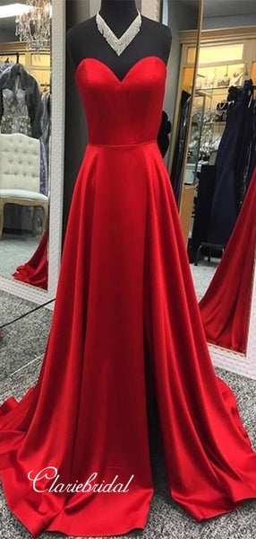 Strapless Satin Prom Dresses, Cheap Prom Dresses, New Prom Dresses