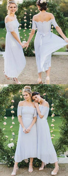 Off The Shoulder Lace Bridesmaid Dresses, Chiffon Bridesmaid Dresses