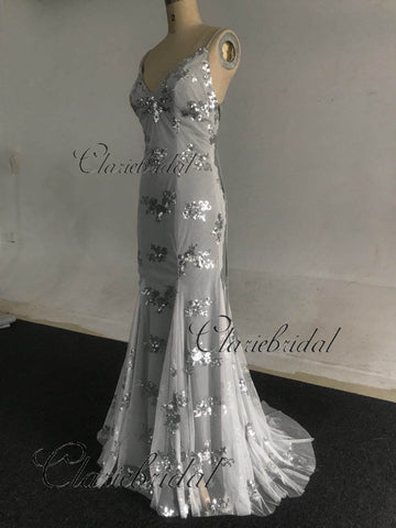 Feedback For Grey Sequin Tulle Prom Dresses