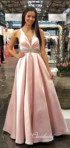 Fancy Beaded A-line Prom Dresses, Long Prom Dresses, 2020 Prom Dresses
