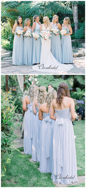 Blue Chiffon Bridesmaid Dresses, Mismatched Wedding Bridesmaid Dresses