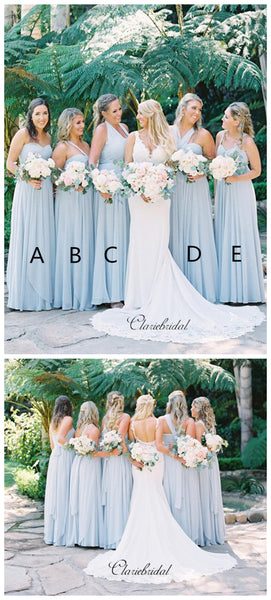 Blue Chiffon Bridesmaid Dresses, Mismatched Wedding Bridesmaid Dresses