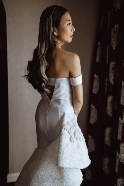 Unique Off The Shoulder Newest Bridal Gowns, Lace Elegant Long Satin Wedding Dresses