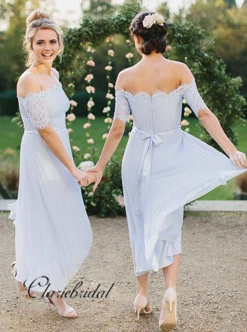 Off The Shoulder Lace Bridesmaid Dresses, Chiffon Bridesmaid Dresses