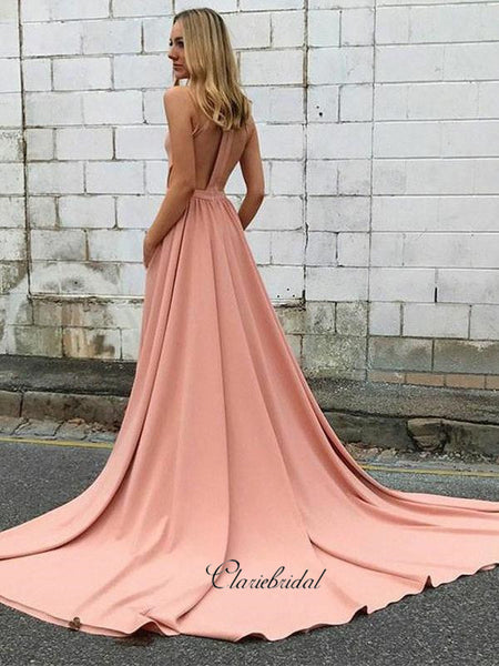 Unique Halter Design Prom Dresses, A-line Long Prom Dresses, Fancy Prom Dresses