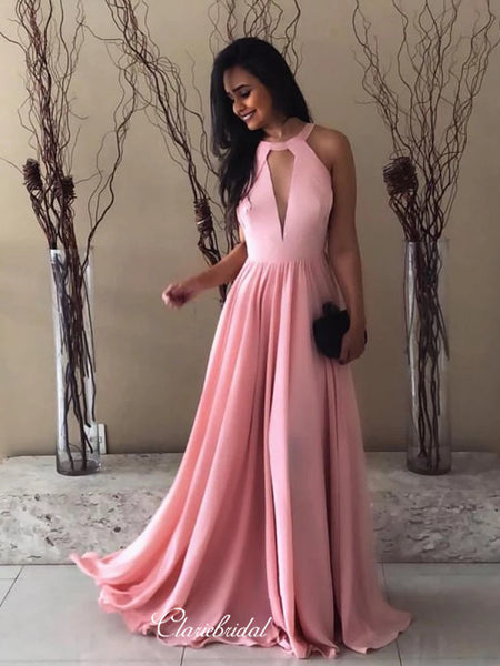 Unique Design A-line Prom Dresses Long, Simple Cheap Prom Dresses