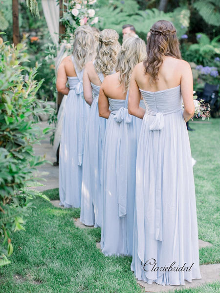 Blue Chiffon Bridesmaid Dresses, Mismatched Wedding Bridesmaid Dresses