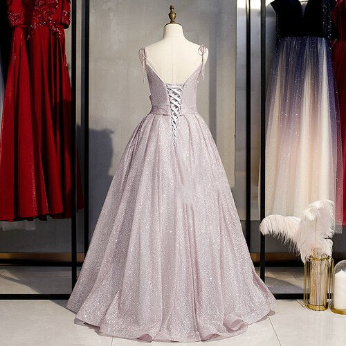 Straps Long Sequin Tulle Prom Dresses, Shiny Prom Dresses,  Long Prom Dresses