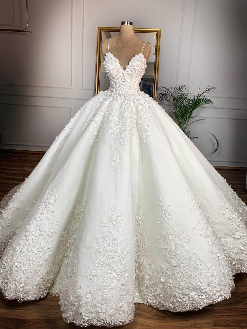Sapaghetti Long Ball Gown Lace Wedding Dresses, 2020 Wedding Dresses, ClaireBridal Sapaghetti Long Ball Gown Lace Wedding Dresses, 2020 Wedding Dresses, ClaireBridal