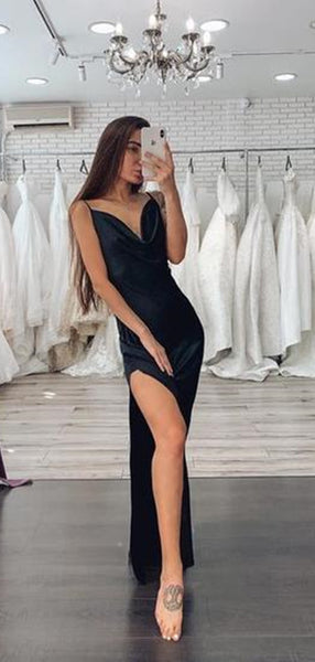 V-neck Mermaid Long Prom Dresses 2021, A-line Simple Evening Party Prom Dresses