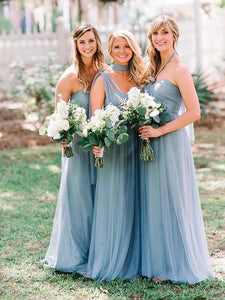 Dusty blue sales tulle wedding dress