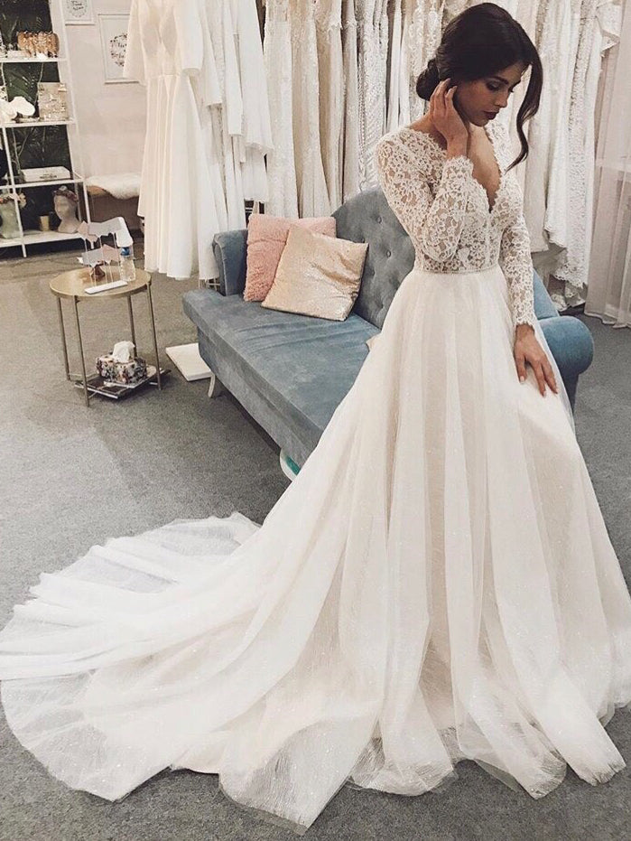 long sleeve lace wedding top