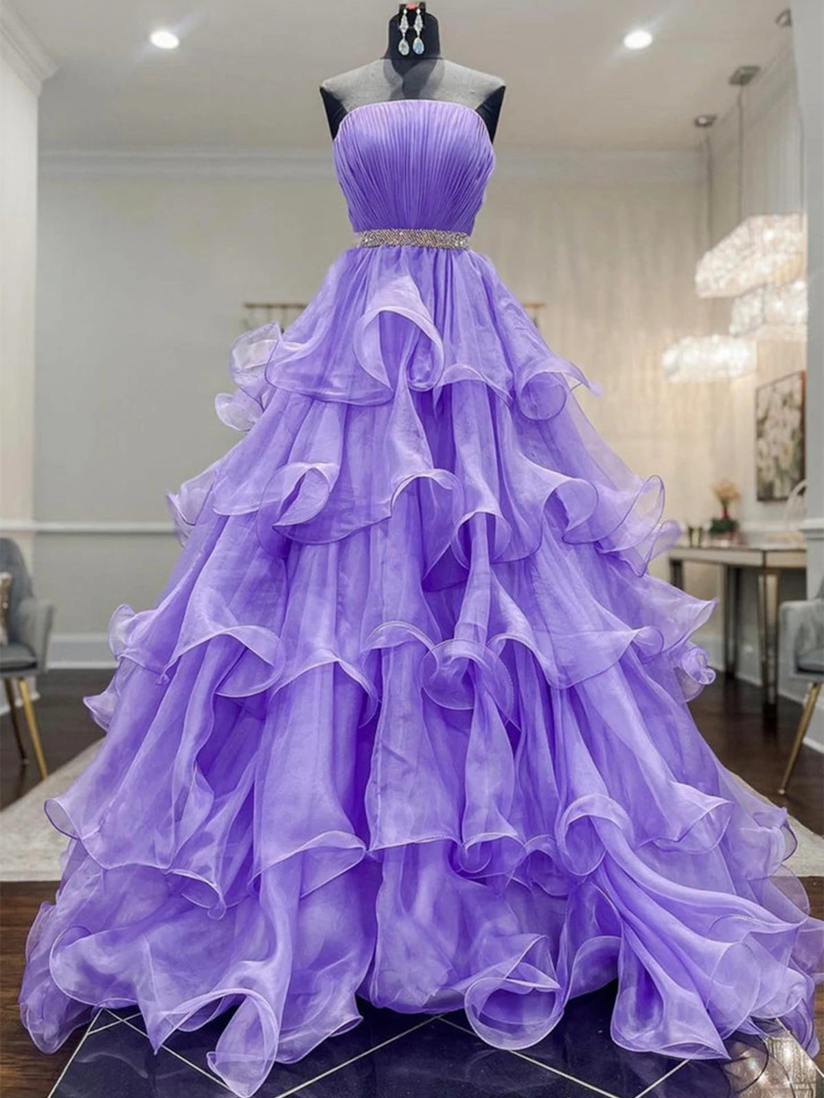 purple fluffy dress Purple Fluffy Organza Prom Dresses, Cake Prom Dresses, Gorgeous 2022 L – ClaireBridal