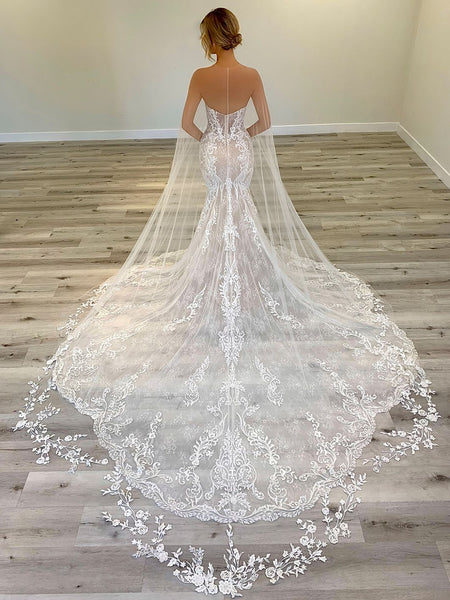 Sweetheart Long Mermaid Lace Wedding Dresses, Newest Wedding Gown, 2020 Wedding Dresses