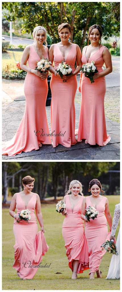 V-neck Bridesmaid Dresses, Newest Mermaid Long Bridesmaid Dresses – ClaireBridal