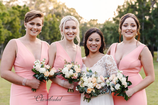 V-neck Bridesmaid Dresses, Newest Mermaid Long Bridesmaid Dresses – ClaireBridal