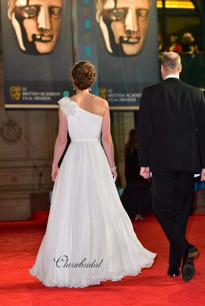 Kate Middleton Chiffon Evening Dress, One Shoulder Design A-line Prom Dresses