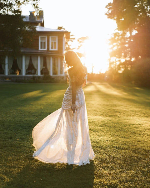 Off Shoulder Ivory Sequin Tulle Shiny Wedding Dresses, Sheath Wedding Dresses, Popular Wedding Dresses, Bridal Gown