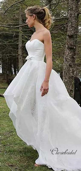 Strapless High Low Wedding Dresses, Outdoor Wedding Dresses, Popular Bridal Gowns