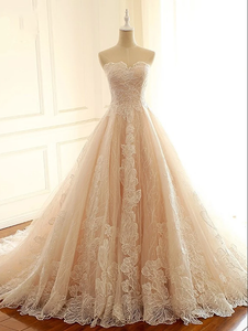 Sweetheart Lace Tulle Long Wedding Dresses, Bridal Gown, 2021 Wedding Dresses