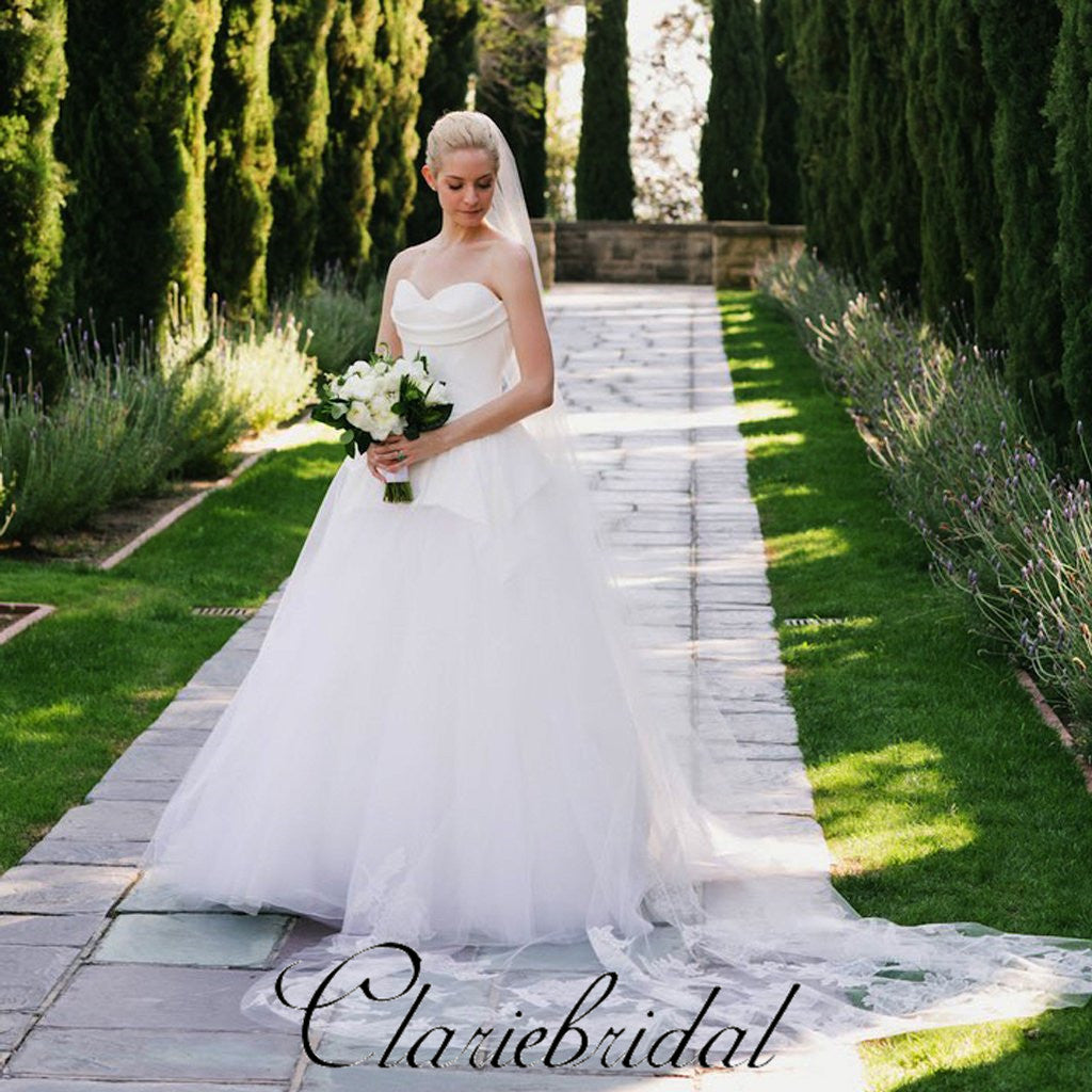 a line sweetheart tulle wedding dress Valerie: Tulle A-Line Wedding Dress with Plunging Sweetheart Neckline