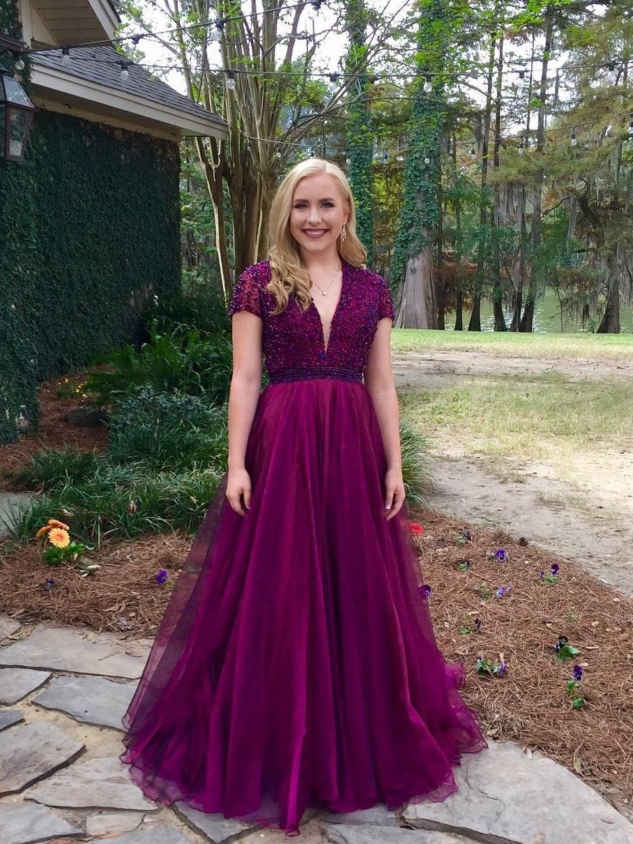 purple prom dresses 2021 Lilac Purple Floral-Print Long Prom Dress A1135 Lilac / 2