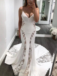 See Through Sexy Newest Wedding Dresses, Mermaid Popular Lace Wedding Dresses