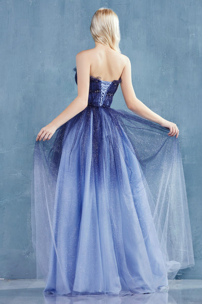 Strapless Long A-line Gradient Sequin Tulle Prom Dresses, Sparkle Prom Dresses, Long Prom Dresses