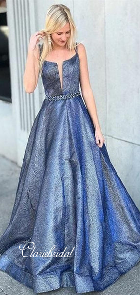 Beaded Taffeta A-line Prom Dresses, Cheap Long Prom Dresses 2019