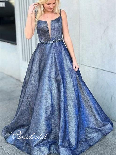 Beaded Taffeta A-line Prom Dresses, Cheap Long Prom Dresses 2019