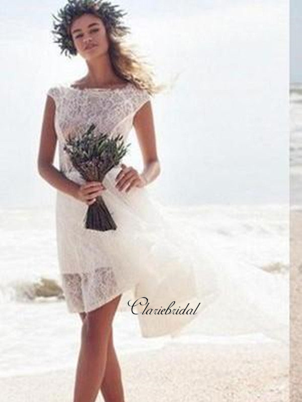 Short Lace Wedding Dress, High Low Wedding Dresses, Beach Wedding Dresses