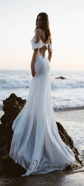 Romantic Mermaid Beach Wedding Dresses, Off Shoulder Bridal Gown ClaireBridal Romantic Mermaid Beach Wedding Dresses, Off Shoulder Bridal Gown ClaireBridal