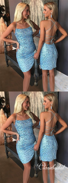 Gorgeous Rhinestone Beaded Mermaid Homecoming Dresses, Short Prom Dresses
