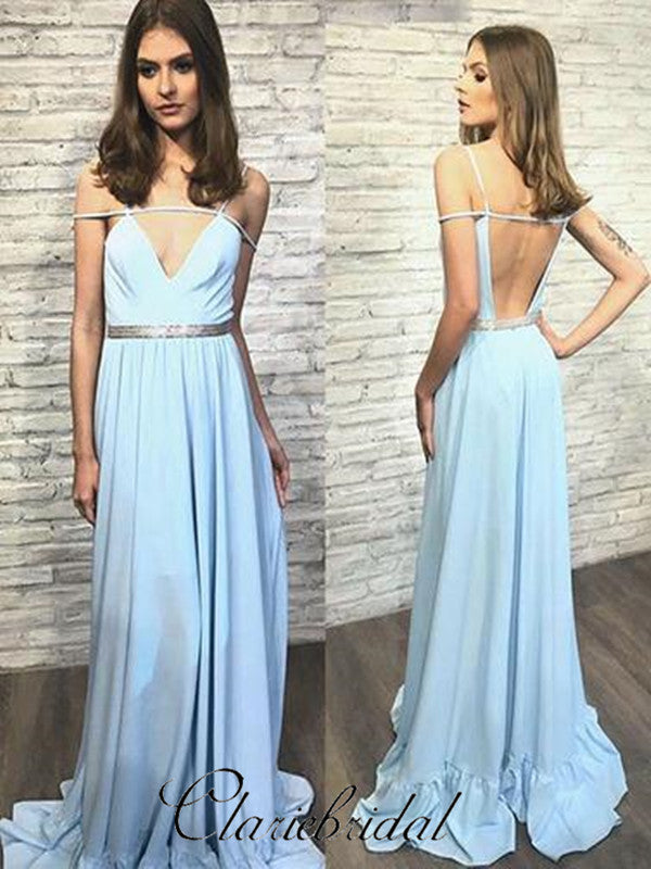 Light Blue Sexy Prom Dresses, Unique Design Prom Dresses, Cheap Prom Dresses