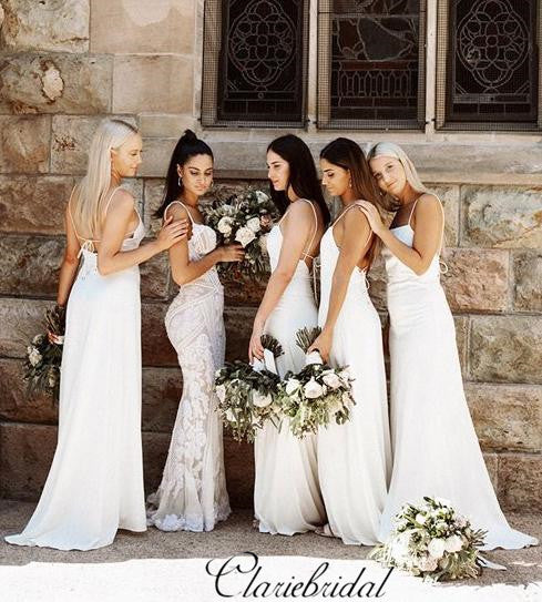 blue dress for baby girl Spaghetti Long A-line Counrty Wedding Ivory Bridesmaid Dresses