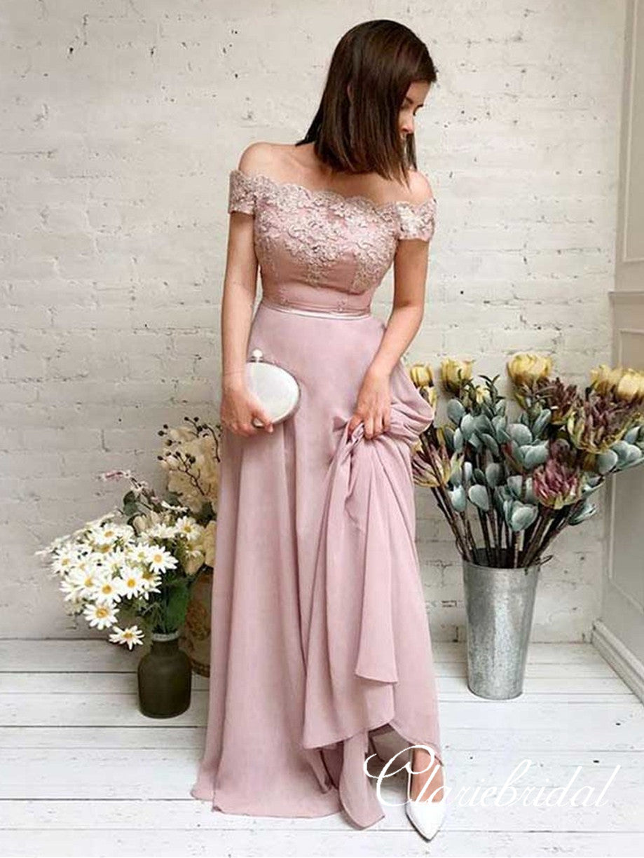 Off SHoulder Lace Top Dusty Pink Long Bridesmaid Dresses ClaireBridal Off SHoulder Lace Top Dusty Pink Long Bridesmaid Dresses ClaireBridal