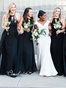 Long A-line Black Chiffon Bridesmaid Dresses With Key Hole ClaireBridal Long A-line Black Chiffon Bridesmaid Dresses With Key Hole ClaireBridal