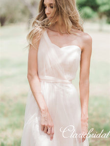 Lovely Pale Pink Tulle Long Bridesmaid Dresses, Wedding Guest Dresses